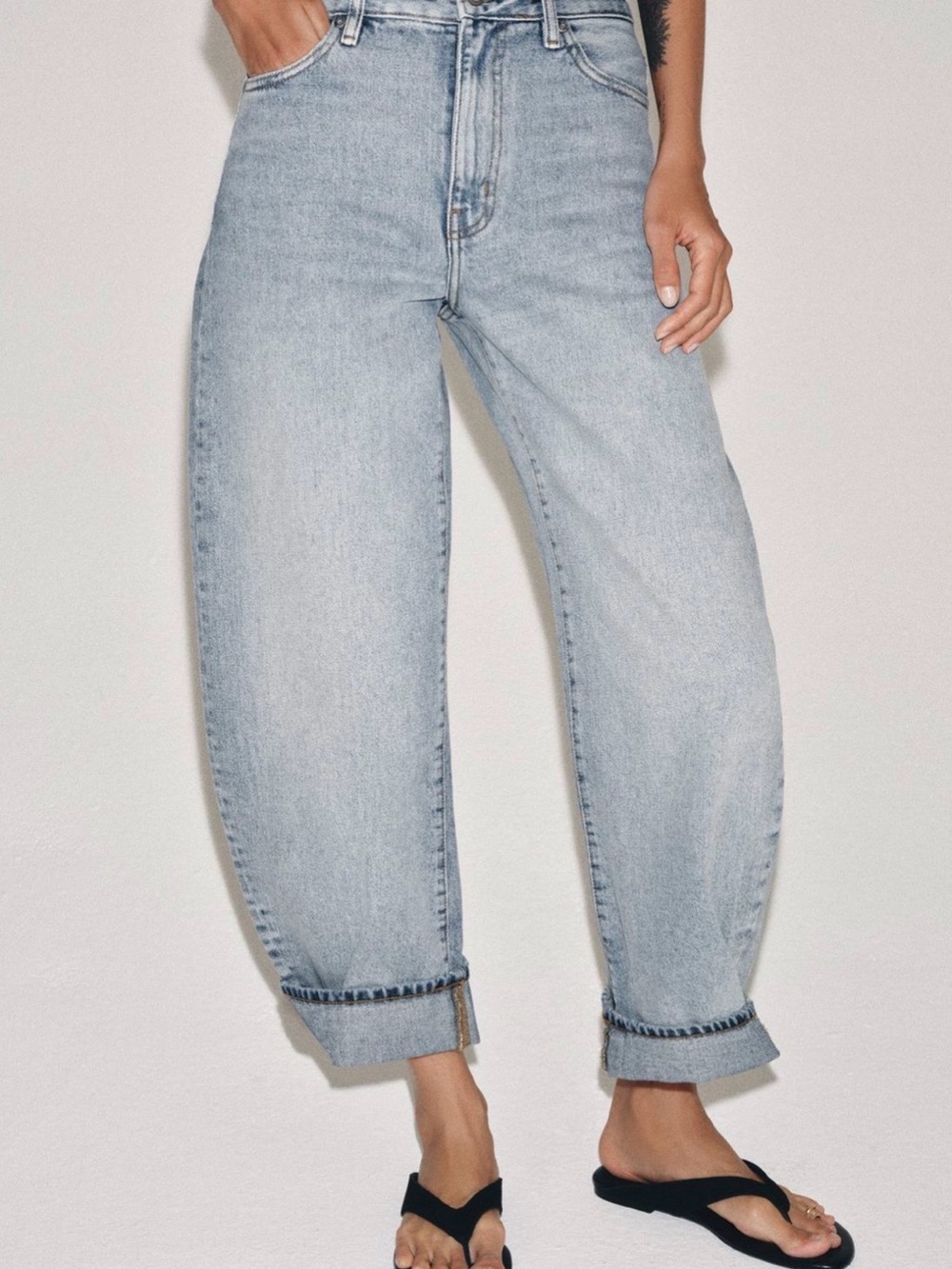 Zara The ZW Cuffed Light Blue Balloon JeansSize 6 - Picture 2 of 16